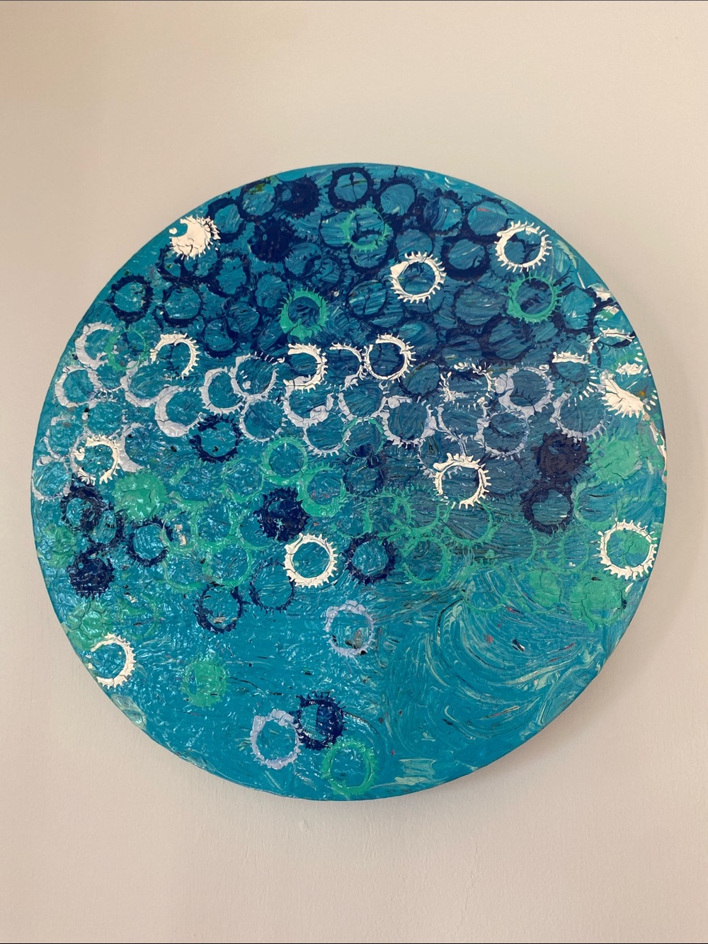 Abstract round textured canvas- OG- Brush & Tide Art by Jaime Rosvold